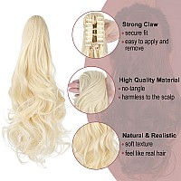 Leterly Ponytail Extension Clip In Claw 18 20 Curly Wavy Straight Pony Tails Clipon Long Hairpiece Jaw For Women Bleach Blond