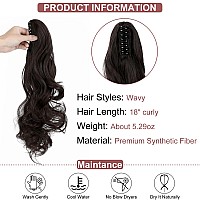 Leterly Ponytail Extension Clip In Claw 18 Curly Wavy Pony Tails Clipon Long Hairpiece Jaw For Women Dark Brown