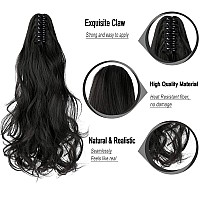 Leterly Ponytail Extension Clip In Claw 18 20 Curly Wavy Straight Pony Tails Clipon Long Hairpiece Jaw For Women Natural Blac