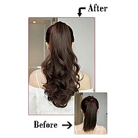 Leterly Ponytail Extension Clip In Claw 18 20 Curly Wavy Straight Pony Tails Clipon Long Hairpiece Jaw For Women Natural Blac