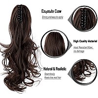 Leterly Ponytail Extension Clip In Claw 18 Curly Wavy Pony Tails Clipon Long Hairpiece Jaw For Women Medium Brown