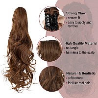 Leterly Ponytail Extension Clip In Claw 18 Curly Wavy Pony Tails Clipon Long Hairpiece Jaw For Women Light Auburn