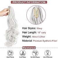 Leterly Ponytail Extension Clip In Claw 18 Curly Wavy Pony Tails Clipon Long Hairpiece Jaw For Women Silver White