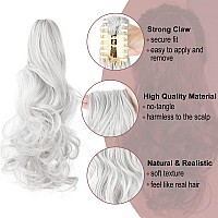 Leterly Ponytail Extension Clip In Claw 18 Curly Wavy Pony Tails Clipon Long Hairpiece Jaw For Women Silver White