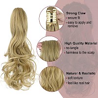 Leterly Ponytail Extension Clip In Claw 18 Curly Wavy Pony Tails Clipon Long Hairpiece Jaw For Women Ash Blonde