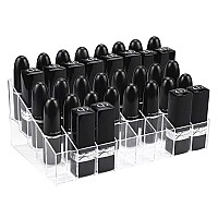 Hedume 2 Pack Lipstick Holder, 40 Slot Acrylic Lipstick & Makeup Organizer, Clear Cosmetic Display Case for Lipstick, Brushes, Bottles