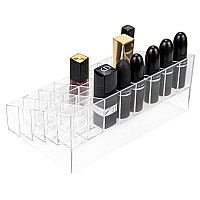 Hedume 2 Pack Lipstick Holder, 40 Slot Acrylic Lipstick & Makeup Organizer, Clear Cosmetic Display Case for Lipstick, Brushes, Bottles