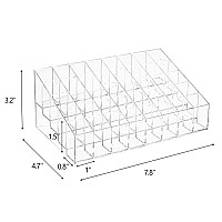 Hedume 2 Pack Lipstick Holder, 40 Slot Acrylic Lipstick & Makeup Organizer, Clear Cosmetic Display Case for Lipstick, Brushes, Bottles