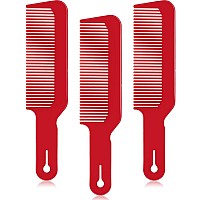 3 Pack Barber Combs For Hair Cutting Flat Top And Clipper Cuts Red