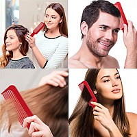 3 Pack Barber Combs For Hair Cutting Flat Top And Clipper Cuts Red