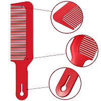 3 Pack Barber Combs For Hair Cutting Flat Top And Clipper Cuts Red