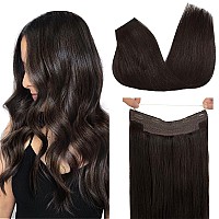 Goo Goo Wire Hair Extensions Human Hair 2 Dark Brown Natural 18Inch 95G Invisible Wire Hair Extensions With Transparent Seaml