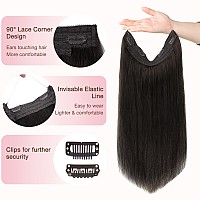 Goo Goo Wire Hair Extensions Human Hair 2 Dark Brown Natural 18Inch 95G Invisible Wire Hair Extensions With Transparent Seaml