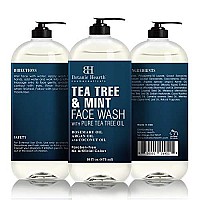 Botanic Hearth Tea Tree Face Wash with Mint - Acne Fighting, Therapeutic, Hydrating Liquid Face Soap with Pure Tea Tree Oil - for Women and Men, Paraben Free - 16 fl oz