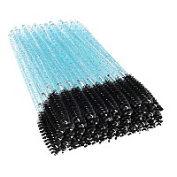 Elisel 100 PCS Disposable Mascara Brushes Crystal Eyelash Brushes Mascara Wands Applicator Eyelash Extensions Makeup Tools Eyebrow Brush (Peacock blue-Black)