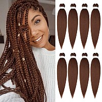 Ubeleco Brown Braiding Hair Pre Stretched 20 Inch 8 Packs Color 30 Braiding Hair Auburn Soft Yaki Texture No Itch Hot Water Se