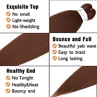 Ubeleco Brown Braiding Hair Pre Stretched 20 Inch 8 Packs Color 30 Braiding Hair Auburn Soft Yaki Texture No Itch Hot Water Se