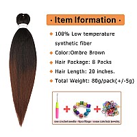 Ubeleco 8 Packs Prestretched Braiding Hair20 Inch Ombre Braiding Hair Professional Soft Yaki Texture No Itch Hot Water Setti