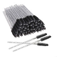 Elisel 100 PCS Disposable Mascara Brushes Crystal Eyelash Brushes Mascara Wands Applicator Eyelash Extensions Makeup Tools Eyebrow Brush (Black)