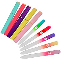 Bona Fide Beauty Czech Glass Nail File Set With Hard Cases 5 Piece Professional Manicure Glass Fingernail Files