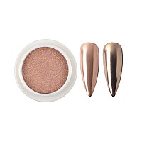 MEILINDS Chrome Nail Powder Rose Gold Solid Mirror Powders Nail Art Mirror Effect Pigment Glitter Chrome Nail Powder for Nail Decoration Salon Home DIY