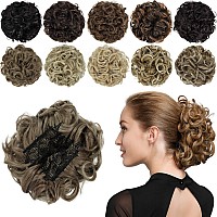 Rose bud chignon Hairpiece curly Bun Extensions Scrunchie Updo Hair Pieces Synthetic combs in Messy Bun Hair Piece for Women