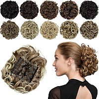 Rose bud Chignon Hairpiece Curly Bun Extensions Scrunchie Updo Synthetic Combs in Messy Bun Hair Piece for Women Light Auburn to Bleach White Blonde