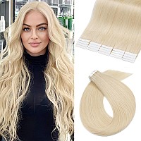 Benehair Remy Tape In Hair Extensions Human Hair Platinum Blonde Seamless Skin Weft Tape In Real Human Hair Extensions Straight