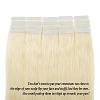 Benehair Remy Tape In Hair Extensions Human Hair Platinum Blonde Seamless Skin Weft Tape In Real Human Hair Extensions Straight