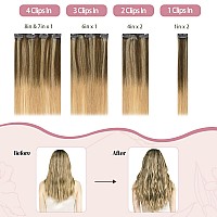 Huayi Clip In Hair Extensions Medium Brown Mixed With Golden Brown And Strawberry Blonde Highlighted 120G Full Head Silky Straig