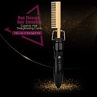 Homfu Electric Hot Comb Hair Straightening Heat Pressing Comb Ceramic Curling Flat Iron Curlers Designed Hair Hot Comb Straighte