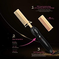 Homfu Electric Hot Comb Hair Straightening Heat Pressing Comb Ceramic Curling Flat Iron Curlers Designed Hair Hot Comb Straighte