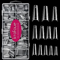 500Pcs Half Cover Coffin Nail Tips Acrylic Nail Tips Krofaue 10 Size Clear Ballerina Nail Tips Half Cover Acrylic False Nail