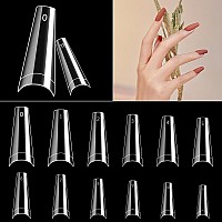 500Pcs Half Cover Coffin Nail Tips Acrylic Nail Tips Krofaue 10 Size Clear Ballerina Nail Tips Half Cover Acrylic False Nail