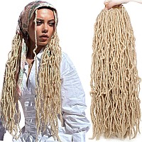 Leeven 18 Inch Blonde Synthetic New Faux Locs Crochet Braids Hair 7 Packlot Extend Soft Locs Braiding Hair For Women Curly Wavy