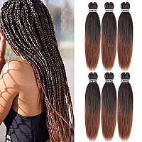 Liang Dian Pre-Stretched Braiding Hair 22 inch 6 packs Hot Water Setting Synthetic Hair Crochet Braiding Hair Extension (Ombre Brown)