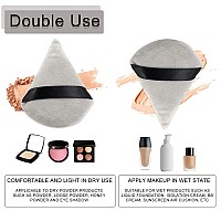 Topwon Triangle Powder Puff Set of 6, Plush Makeup Puffs for Face Body Wet Dry Loose Powder, Cosmetic Foundation Undereye Make up Tool - Grey