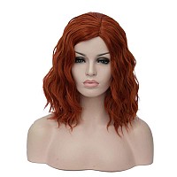 Cying Lin Short Bob Wavy Curly Wig Orange Red Wig For Women Cosplay Halloween Wigs Heat Resistant Bob Party Wig Include Wig Cap (Orange Red)