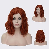 Cying Lin Short Bob Wavy Curly Wig Orange Red Wig For Women Cosplay Halloween Wigs Heat Resistant Bob Party Wig Include Wig Cap (Orange Red)