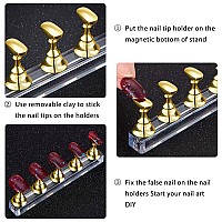 2 Sets Acrylic Nail Display Stand Nail Practice Holder Magnetic Nail Practice Stand Fingernail Diy Nail Stand For False Nail Man