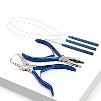 Professional Hair Extension & Beading Tool Kit Remove Plier Set for beads (4 Piece) I-Link Micro Ring Loop Needle Pulling Hook Threader Wire for Silicone Rings