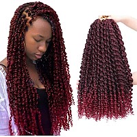 8 Packs Passion Twist Hair 18 Inch Passion Twist Crochet Hair For Black Women Freetress Water Wave Crochet Braiding Hair Extensions (1B/BUG)