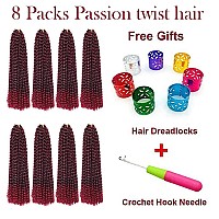 8 Packs Passion Twist Hair 18 Inch Passion Twist Crochet Hair For Black Women Freetress Water Wave Crochet Braiding Hair Extensions (1B/BUG)