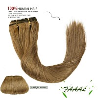 16 Clip In Human Hair Extensions Full Head 130G 7 Pieces 16 Clips 8 Light Brown Double Weft Brazilian Real Remy Hair Extension