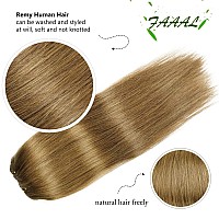 16 Clip In Human Hair Extensions Full Head 130G 7 Pieces 16 Clips 8 Light Brown Double Weft Brazilian Real Remy Hair Extension