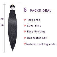 Callia Braiding Hair Pre Stretched 26 Inch Braiding Hair 8 Packs Kanekalon Braiding Hair Synthetic Braiding Hair Extensions Blac