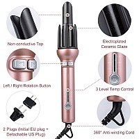 Automatic Hair Curling Iron For Long Hair Auto Curler Ceramic Self Rotating Curling Wand Spinning Spiral Curling Wand Professional 360 Rotating Styling Wand Gifts For Women 1.1 Inch Pink