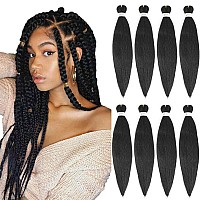 Multi Packs Deal Black Pre Stretched Crochet Braiding Hair 24 Inch 8 Bundles Hot Water Setting Jet Black Natural Soft Ez Bra