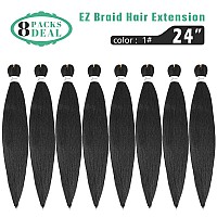 Multi Packs Deal Black Pre Stretched Crochet Braiding Hair 24 Inch 8 Bundles Hot Water Setting Jet Black Natural Soft Ez Bra