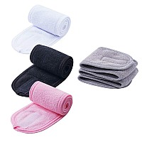 4 Pcs Facial Spa Headbandswhite Black Pinkgray Makeup Shower Bath Wrap Sport Headband Terry Cloth Stretch Towel With Magic